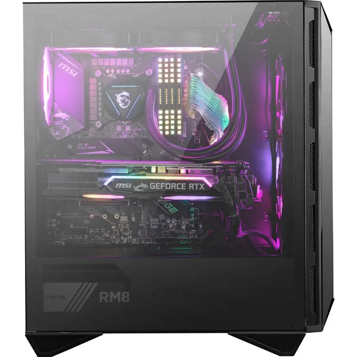 MSI MPG GUNGNIR 110R Mid Tower Gaming Computer Case Black, USB 3.2 Gen2 Type C, 4x 120mm ARGB Fan, Mystic Light Sync, 1 to 6 ARGB Control board, 2x Tempered Glass Panels, ATX, mATX, mini-ITX