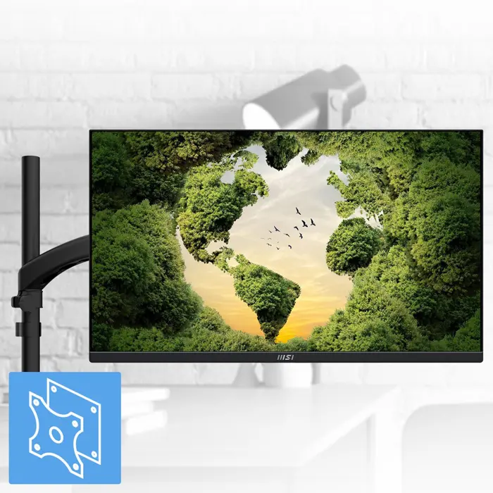 MSI Pro MP245PG 24 Inch Monitor, FHD (1920 x 1080), 100Hz, IPS, 1ms, 1x HDMI 1.4b, 1x DP 1.2a output, 1x D-Sub(VGA), Built-in Speakers, Anti-Glare, Anti-Flicker, Less Blue light, TÜV Certified, VESA, 