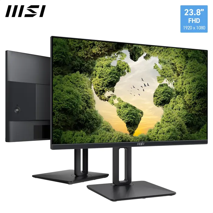 MSI Pro MP245PG 24 Inch Monitor, FHD (1920 x 1080), 100Hz, IPS, 1ms, 1x HDMI 1.4b, 1x DP 1.2a output, 1x D-Sub(VGA), Built-in Speakers, Anti-Glare, Anti-Flicker, Less Blue light, TÜV Certified, VESA, 