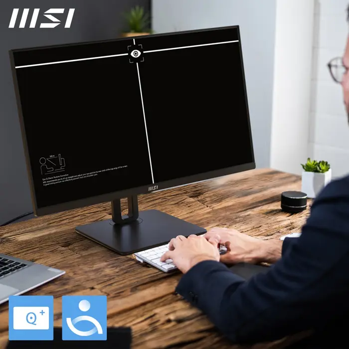 MSI Pro MP245PG 24 Inch Monitor, FHD (1920 x 1080), 100Hz, IPS, 1ms, 1x HDMI 1.4b, 1x DP 1.2a output, 1x D-Sub(VGA), Built-in Speakers, Anti-Glare, Anti-Flicker, Less Blue light, TÜV Certified, VESA, 