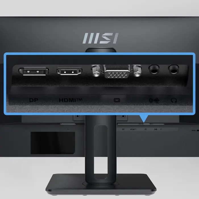 MSI Pro MP245PG 24 Inch Monitor, FHD (1920 x 1080), 100Hz, IPS, 1ms, 1x HDMI 1.4b, 1x DP 1.2a output, 1x D-Sub(VGA), Built-in Speakers, Anti-Glare, Anti-Flicker, Less Blue light, TÜV Certified, VESA, 