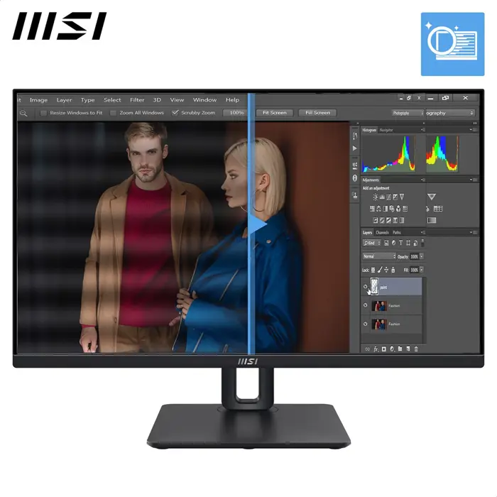 MSI Pro MP245PG 24 Inch Monitor, FHD (1920 x 1080), 100Hz, IPS, 1ms, 1x HDMI 1.4b, 1x DP 1.2a output, 1x D-Sub(VGA), Built-in Speakers, Anti-Glare, Anti-Flicker, Less Blue light, TÜV Certified, VESA, 