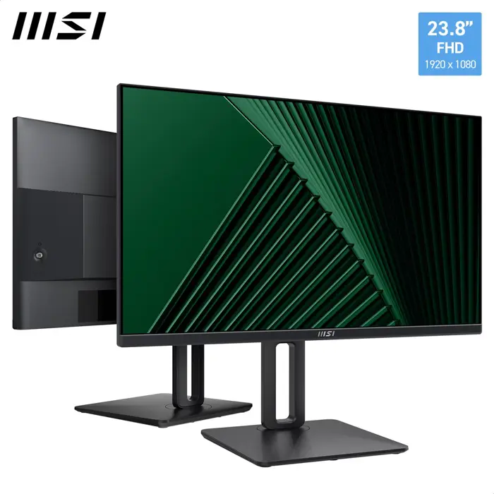 MSI Pro MP245PG 24 Inch Monitor, FHD (1920 x 1080), 100Hz, IPS, 1ms, 1x HDMI 1.4b, 1x DP 1.2a output, 1x D-Sub(VGA), Built-in Speakers, Anti-Glare, Anti-Flicker, Less Blue light, TÜV Certified, VESA, 