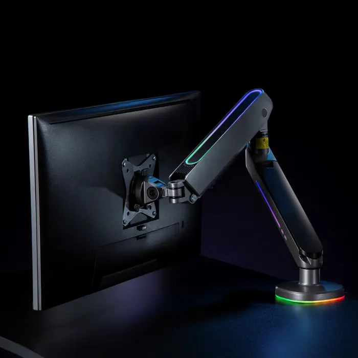 NanoRS Gaming Monitor Mount 17-32" with RGB LED Lighting Desk Mount Height Adjustable Swivel Tilt Max. 9kg VESA 75x75 / 100x100