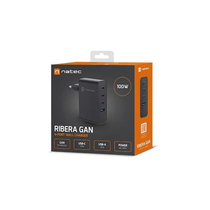 NATEC NUC-2234 mobile device charger Laptop, Smartphone Black AC Fast charging Indoor