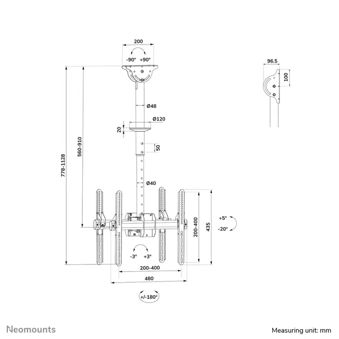 Neomounts monitor ceiling mount