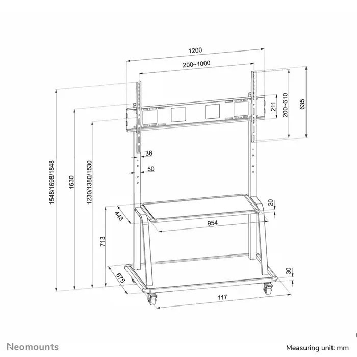 Neomounts NS-M4000 vogn med hjul - for