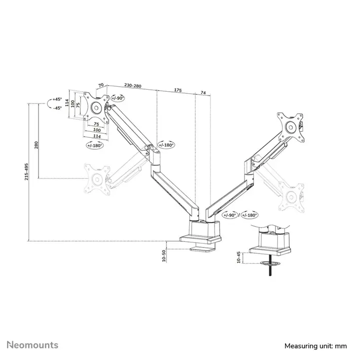 Neomounts TIS 17"-32" 2TFT silber Max.9KG
