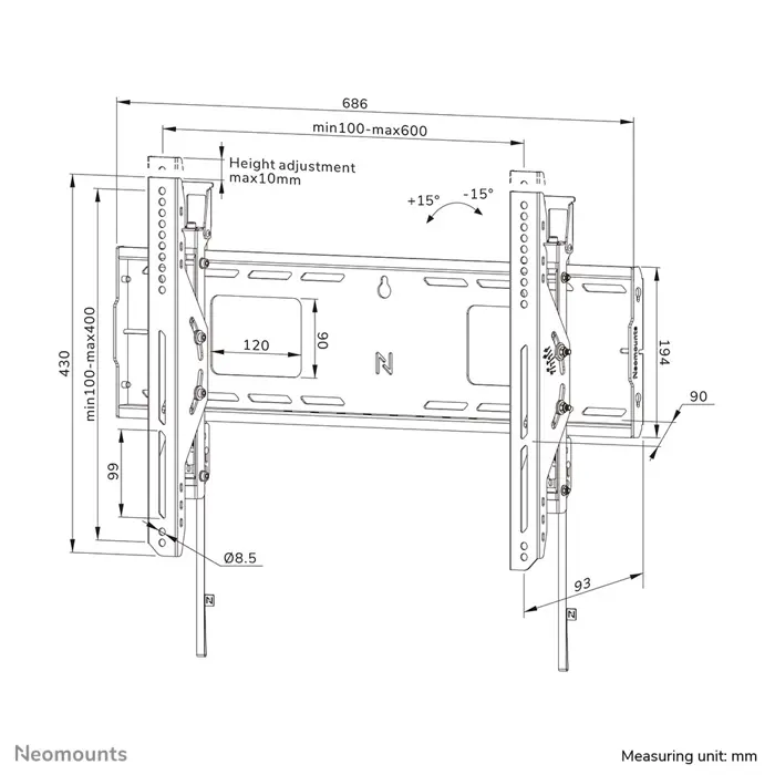 Neomounts WAH 42"-86 1TFT 1Gelenk schw. Max.125KG
