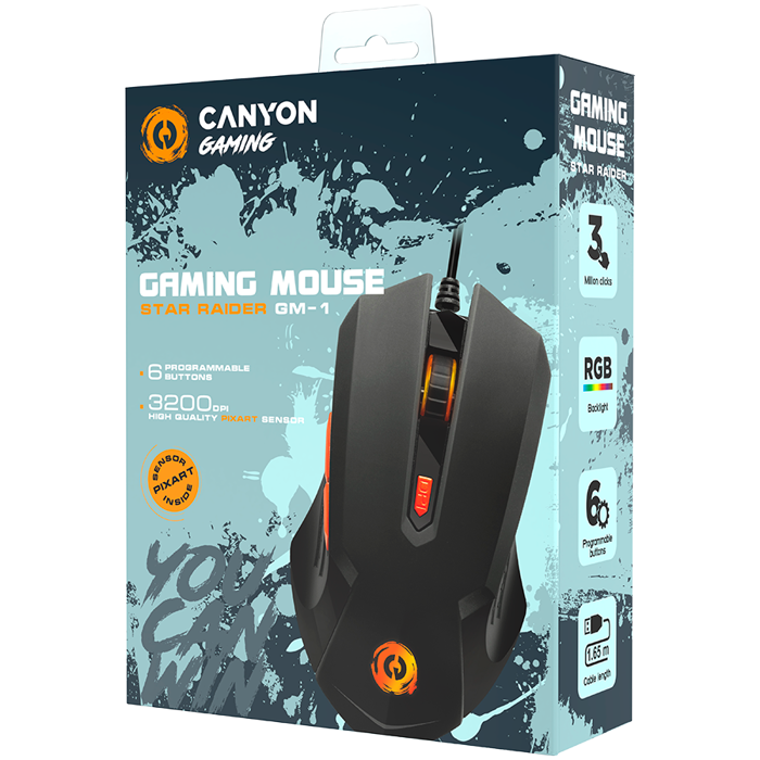 Optical Gaming Mouse with 6 programmable buttons, Pixart optical sensor, 4 levels of DPI and up to 3200, 3 million times key life, 1.65m PVC USB cable,rubber coating surface and colorful RGB lights, s