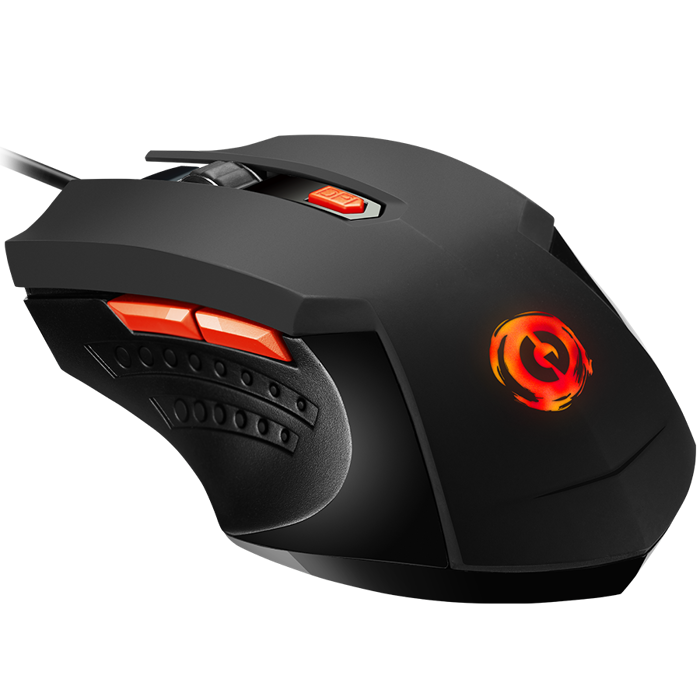 Optical Gaming Mouse with 6 programmable buttons, Pixart optical sensor, 4 levels of DPI and up to 3200, 3 million times key life, 1.65m PVC USB cable,rubber coating surface and colorful RGB lights, s