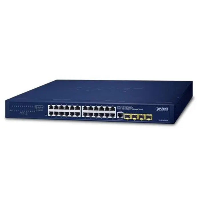 Planet 24-Port 10 100 1000T 4-Port 100 1000X SFP Managed Gigabit Switch with 36-72V DC Redundant Power