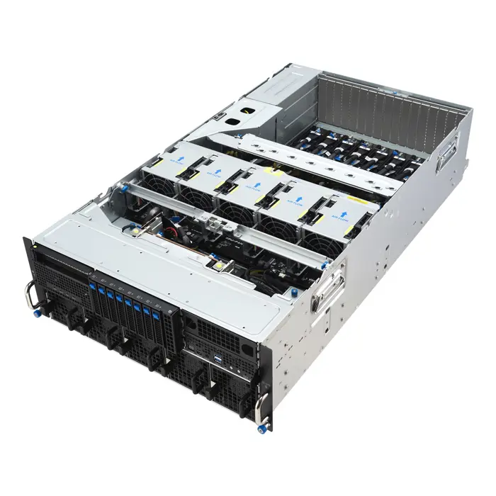 Platforma Asus Rack (4U) ESC8000A-E13X AMD EPYC 9005 (8xNVMe, 2xM.2, 2x10Gbe, 8xQSFP, IPMI, R3200W)