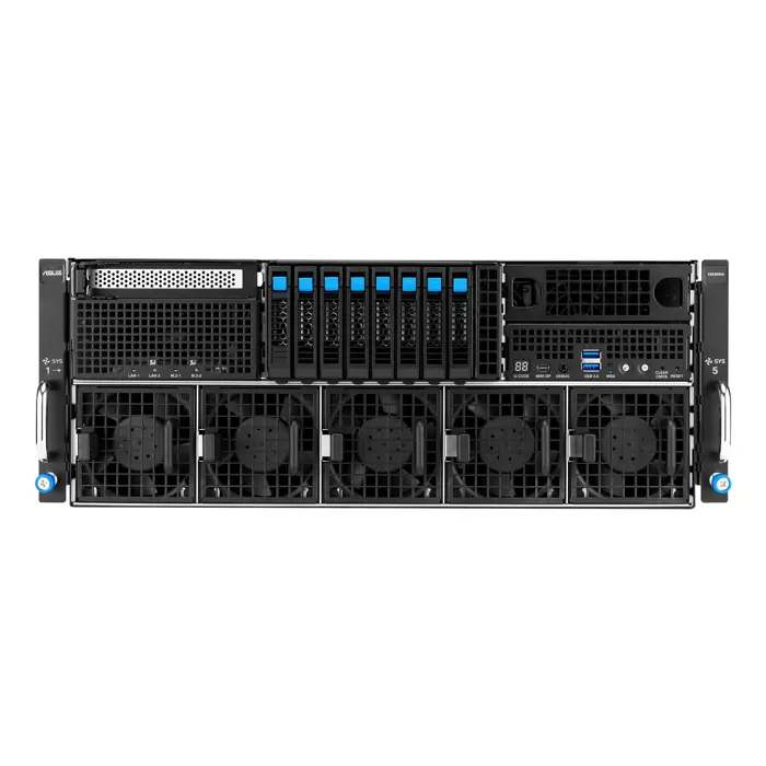 Platforma Asus Rack (4U) ESC8000A-E13X AMD EPYC 9005 (8xNVMe, 2xM.2, 2x10Gbe, 8xQSFP, IPMI, R3200W)