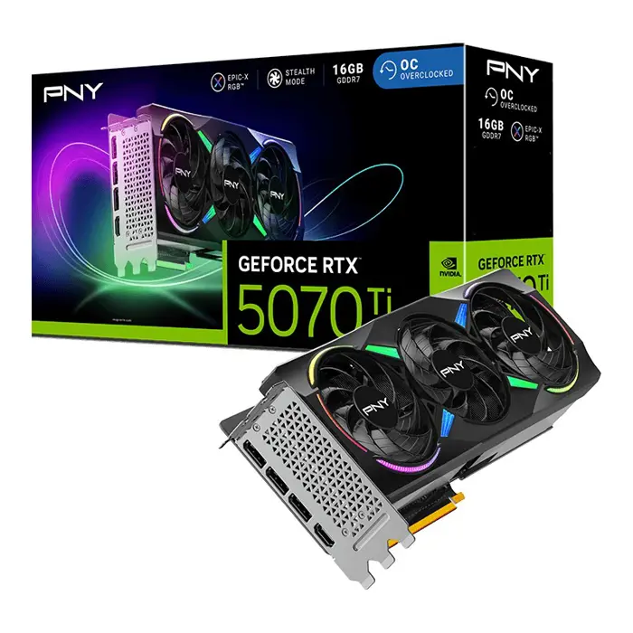 PNY RTX5070 TI ARGB OC Triple Fan 16GB GDDR7 3xDP,1xHDMI