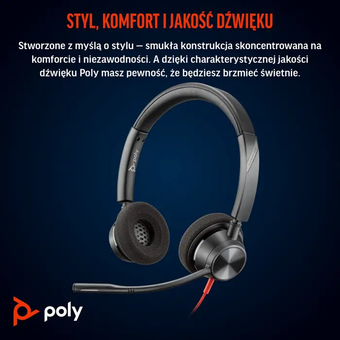 POLY Blackwire 3320 Stereo Microsoft Teams Certified USB-C Headset +USB-C/A Adapter
