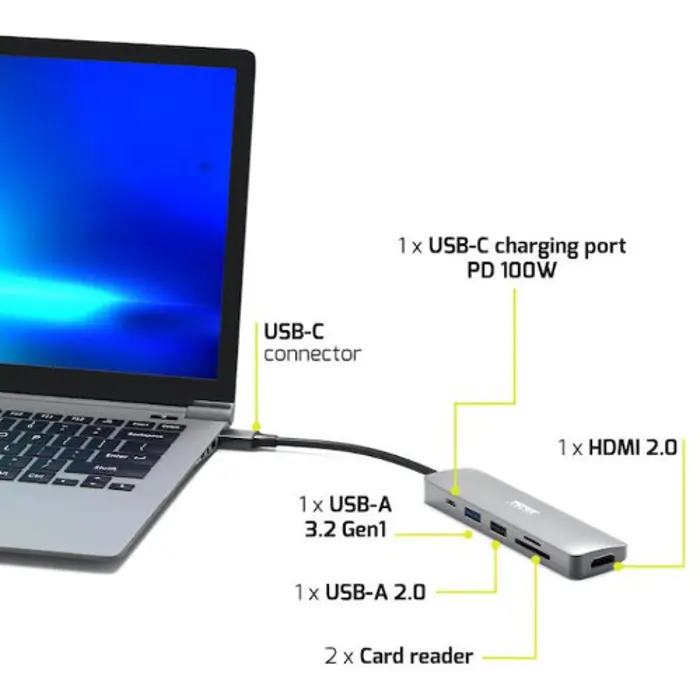 Port docking 1X4K USB-C 5 devices 100W