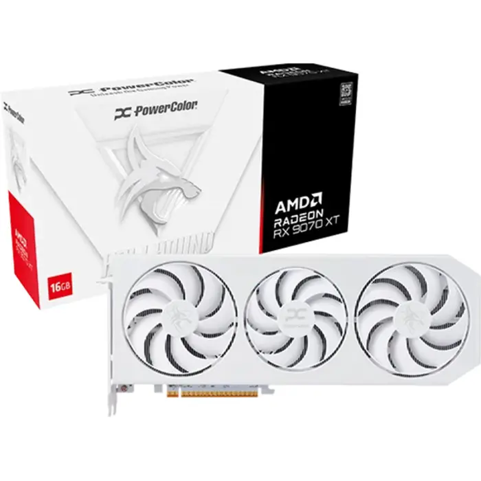 PowerColor Radeon RX 9070 XT Hellhound Spectral White OC (white, RDNA4, GDDR6, 3x DisplayPort, 1x HDMI)