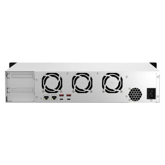 "QNAP NAS for 8 disks, 4GB RAM, 2.5Gb network, rack 2U."