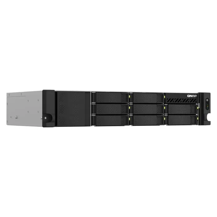 "QNAP NAS for 8 disks, 4GB RAM, 2.5Gb network, rack 2U."