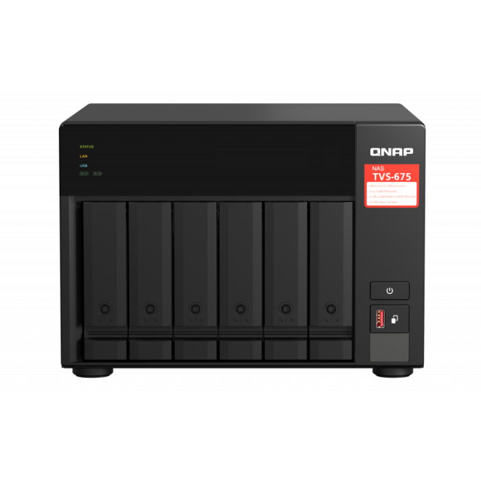 QNAP NAS server for 6 disks, 8GB RAM, 2.5GB network