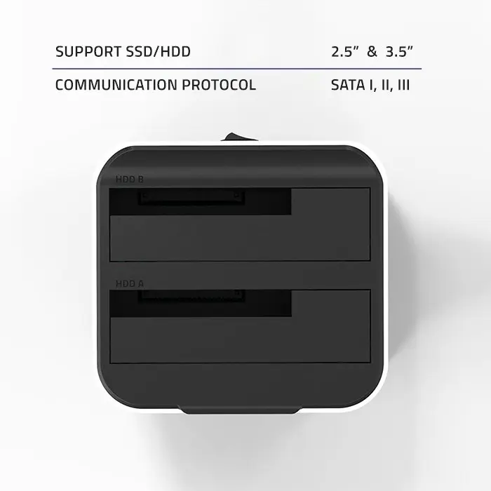 Qoltec 50309 HDD SSD 2.5" 3.5" docking station | SATA III | USB 3.0 | Super speed 5Gb/s | with Clonning function