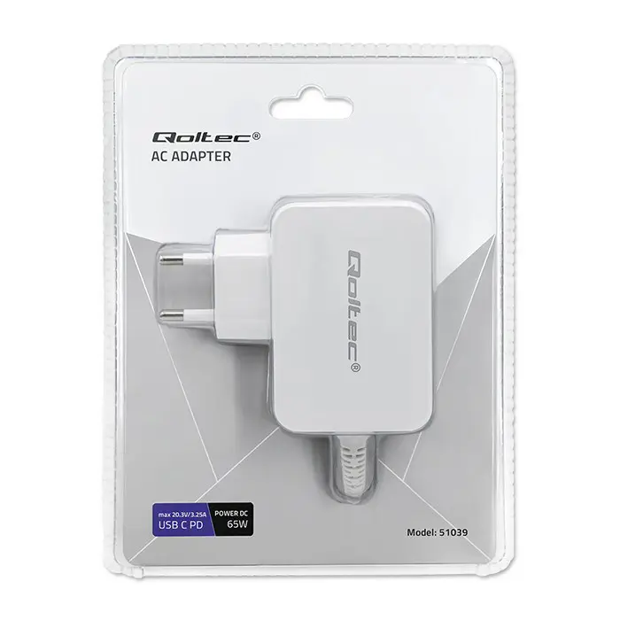 Qoltec 51039 power adapter/inverter Indoor 65 W White