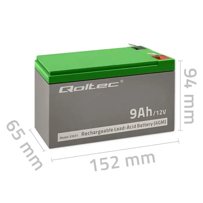 Qoltec 53031 AGM battery | 12V | 9Ah | max 135A
