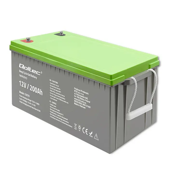 Qoltec 53079 Deep Cycle Gel battery | 12V | 200Ah | 62.5kg