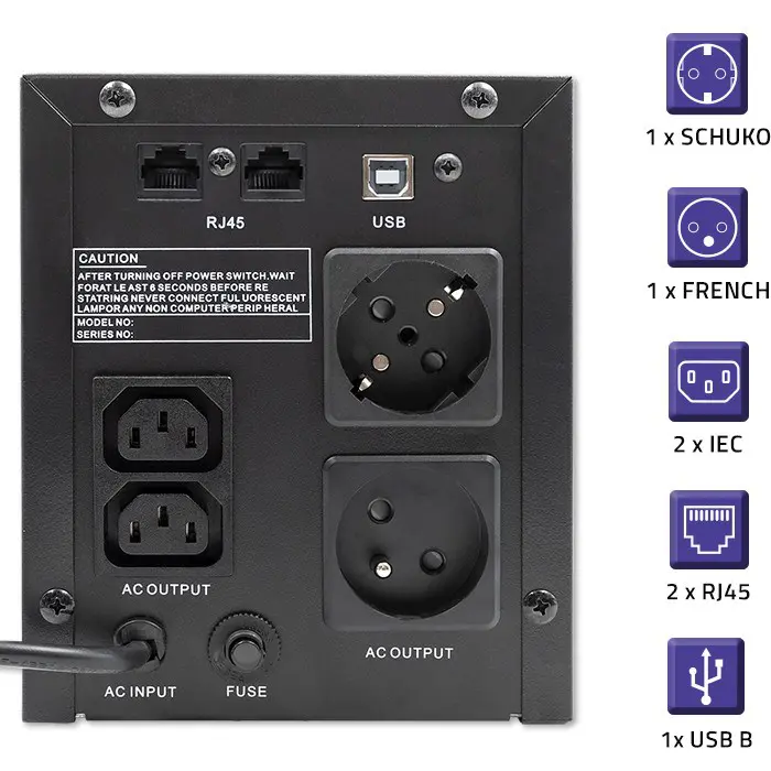 Qoltec 53777 Uninterruptible Power Supply Line Interactive | Monolith | 2000VA | 1200W