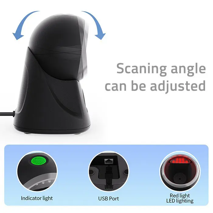 Qoltec Desktop Precision Reader 1D Barcode & QR Scanner | 2D