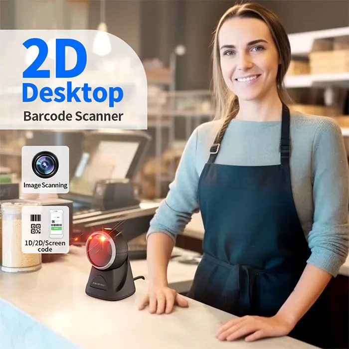 Qoltec Desktop Precision Reader 1D Barcode & QR Scanner | 2D