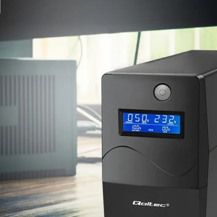 Qoltec Monolith uninterruptible power supply (UPS) Double-conversion (Online) 1 kVA 600 W 2 AC outlet(s)