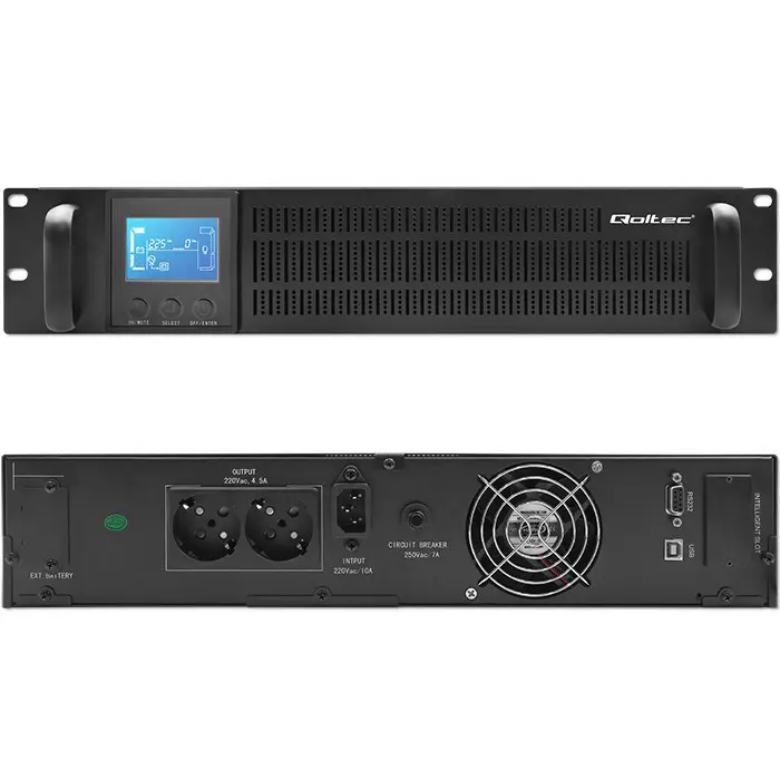 Qoltec RACK UPS | 1kVA | 800W | LCD