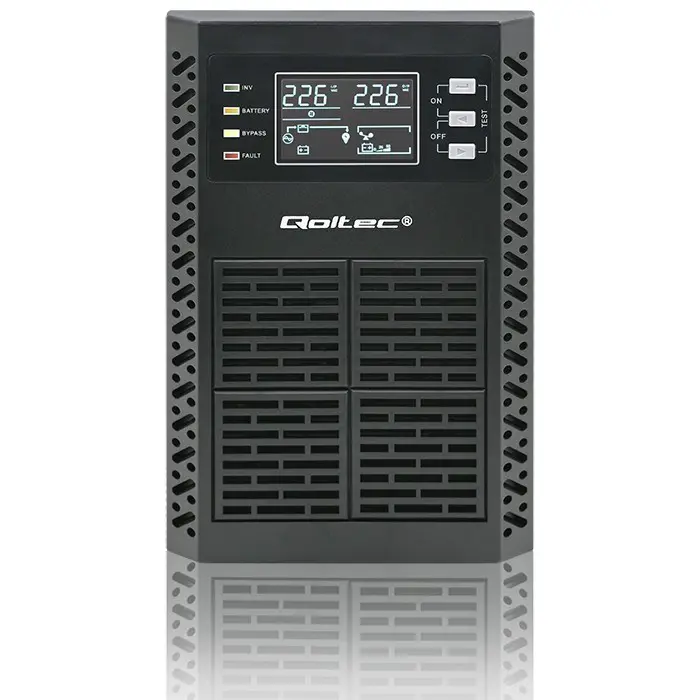 Qoltec Uninterruptible Power Supply (UPS) | 1kVA | 1000W | Power Factor 1.0 | LCD | EPO | USB | Online