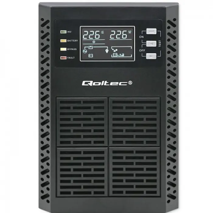 Qoltec Uninterruptible Power Supply (UPS) | 2kVA | 2000W | Power Factor 1.0 | LCD | EPO | USB | Online