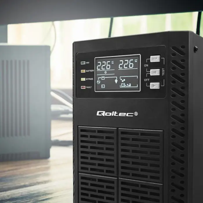 Qoltec Uninterruptible Power Supply (UPS) | 2kVA | 2000W | Power Factor 1.0 | LCD | EPO | USB | Online