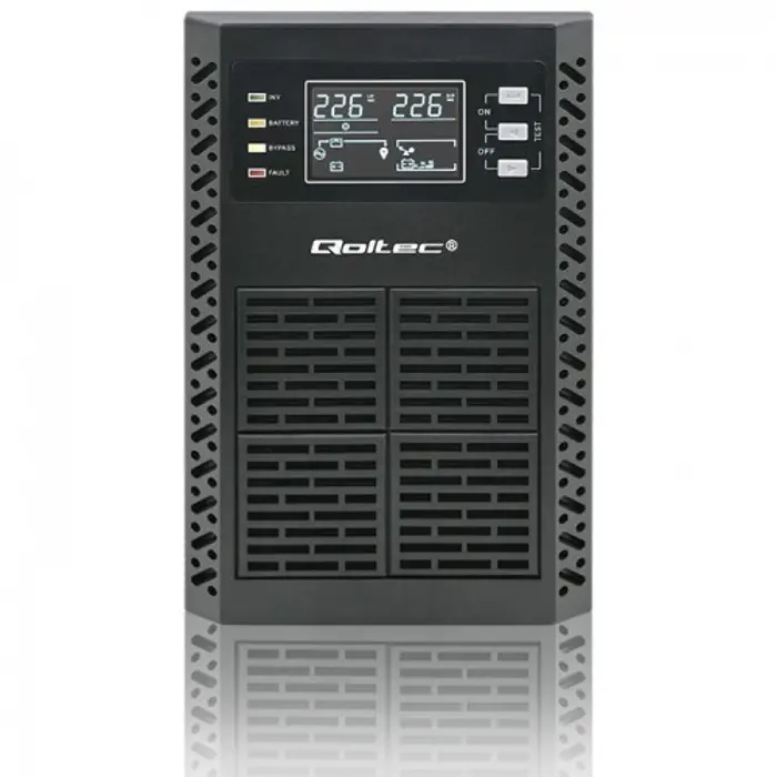 Qoltec Uninterruptible Power Supply (UPS) | 2kVA | 2000W | Power Factor 1.0 | LCD | EPO | USB | Online