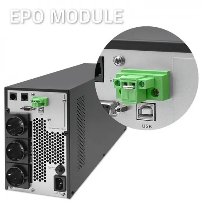 Qoltec Uninterruptible Power Supply (UPS) | 2kVA | 2000W | Power Factor 1.0 | LCD | EPO | USB | Online