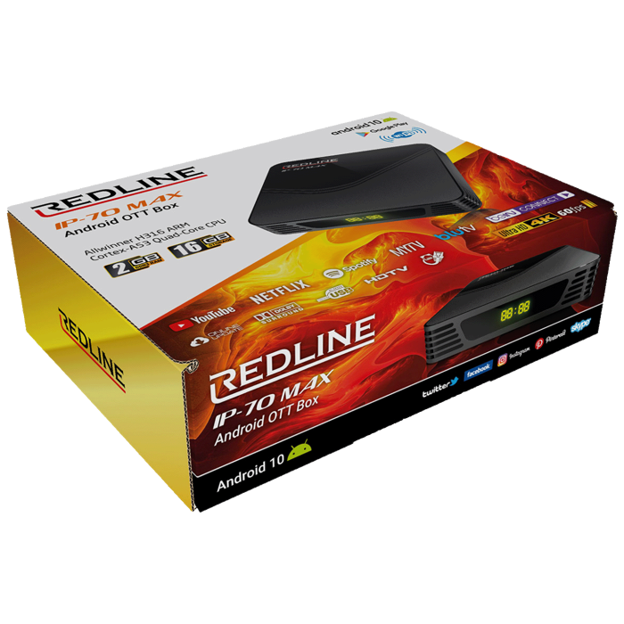 REDLINE Prijemnik IPTV@Android, 4K, 2 / 16 GB, USB, WiFi - IP-70 Max