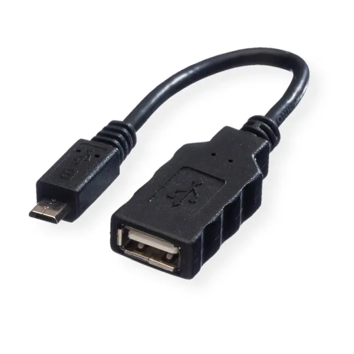 Roline USB2.0 OTG kabel TIP A(F) na Micro B(M), 0.15m, crni