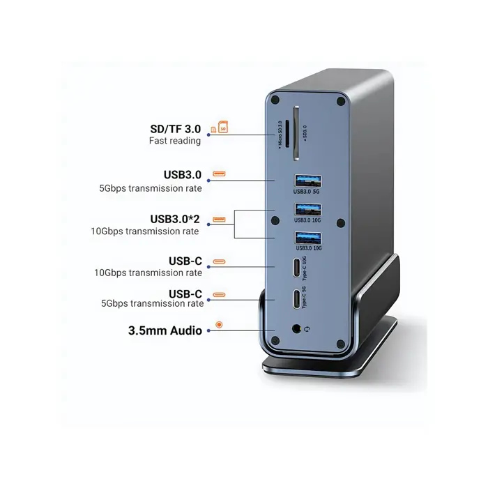 Roline VALUE Docking station USB-C, HDMI/DP 4K60, G-LAN, USB-A, USB-C, PD, SD/microSD, Audio