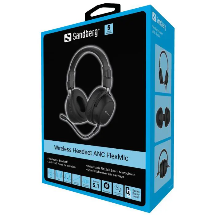 Sandberg headphones with a microphone Wireless Headset ANC FlexMic