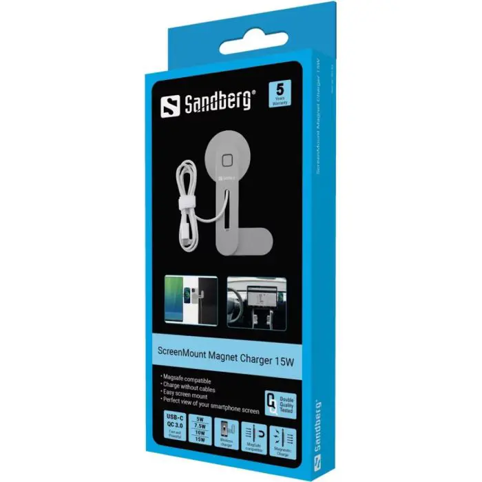 Sandberg magnetic Qi wireless charger 15W