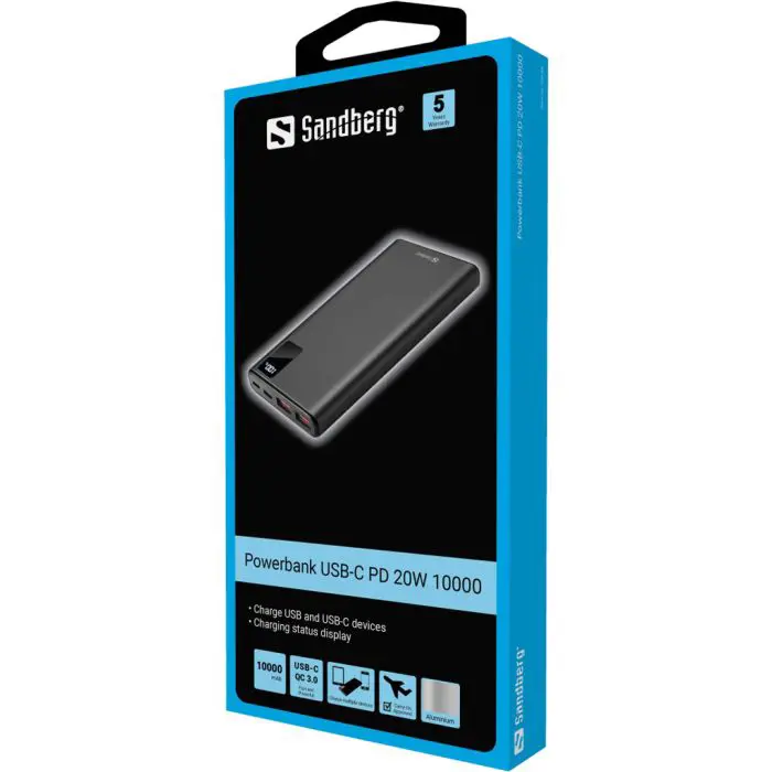 Sandberg Powerbank USB-C PowerDelivery 20W 10,000mAh portable battery