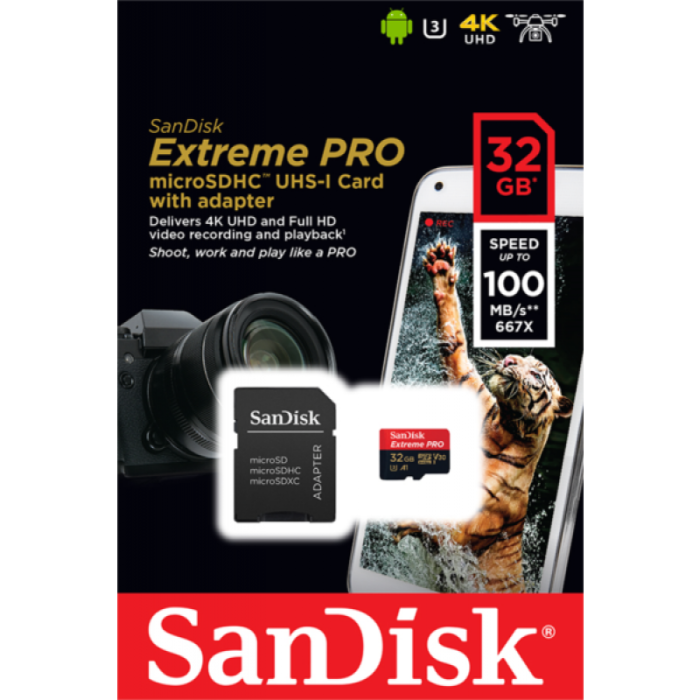 SanDisk 32GB Extreme Pro Micro SDHC A1 Class10 V30 UHS-I U3 memory card