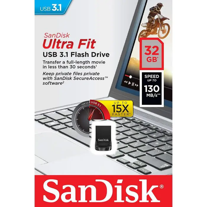 SanDisk 32GB Ultra Fit USB 3.1 memory stick
