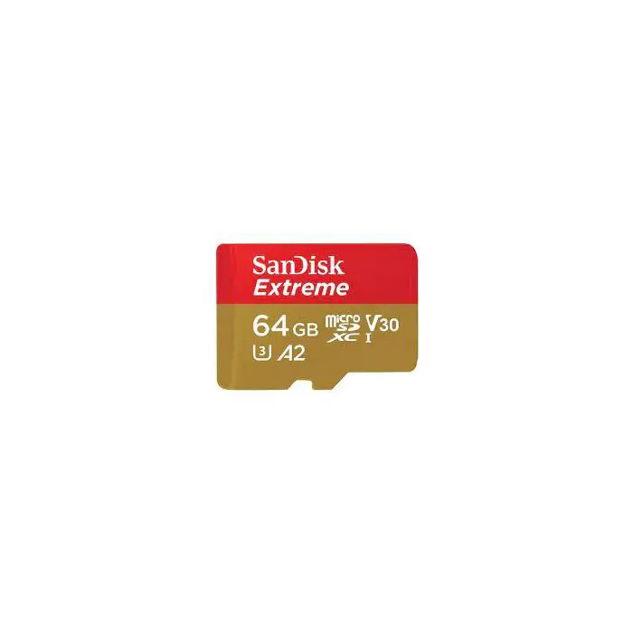 SanDisk Extreme microSDXC 64GB for Action Cams and Drones + SD Adapter 170MB/s & 80MB/s A2 C10 V30 UHS-I U3