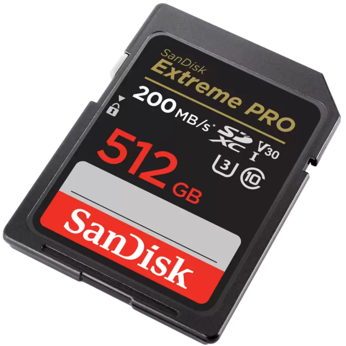 SanDisk Extreme PRO 512GB SDXC memory card + 2 years RescuePRO Deluxe up to 200MB/s & 140MB/s read/write, UHS-I, Class 10, U3, V30
