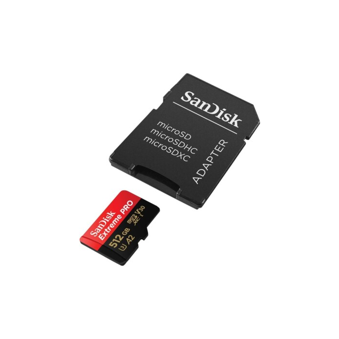 SanDisk Extreme PRO microSDXC 512GB + SD Adapter up to 200MB/s & 140MB/sA2 C10 V30 UHS-I U3